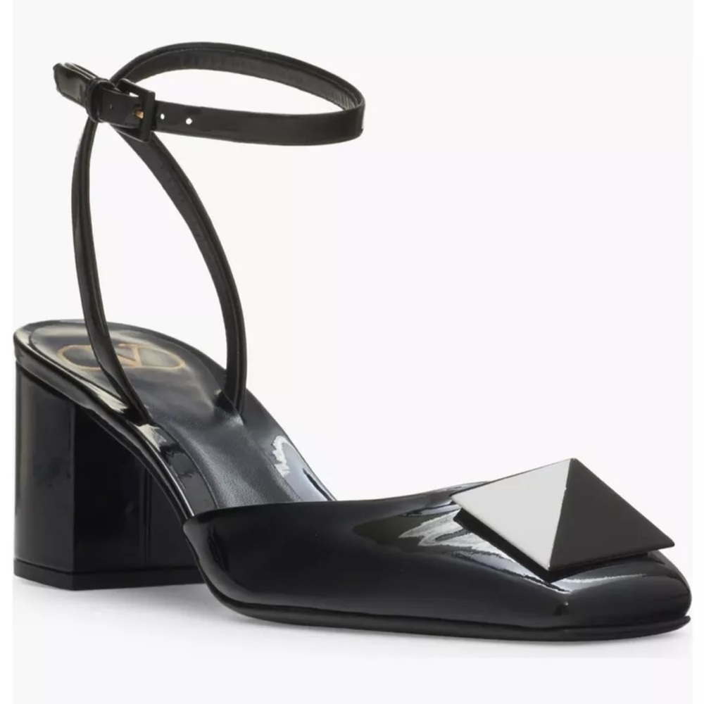 Valentino Garavani One Stud Ankle Strap size 39 In Black Patent Leather